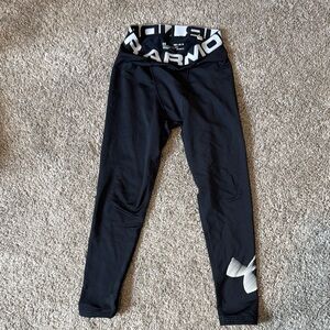 Under Armour Black Leggings with Logo and Wide Waistband